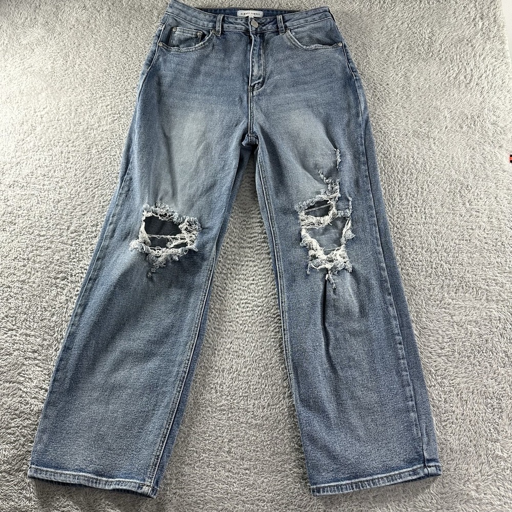 Almost Famous Jeans‎ Womens 11 Wide Leg Baggy Distressed Faded High Rise